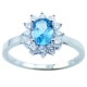 18K White Gold Plated Oval Topaz CZ Ring